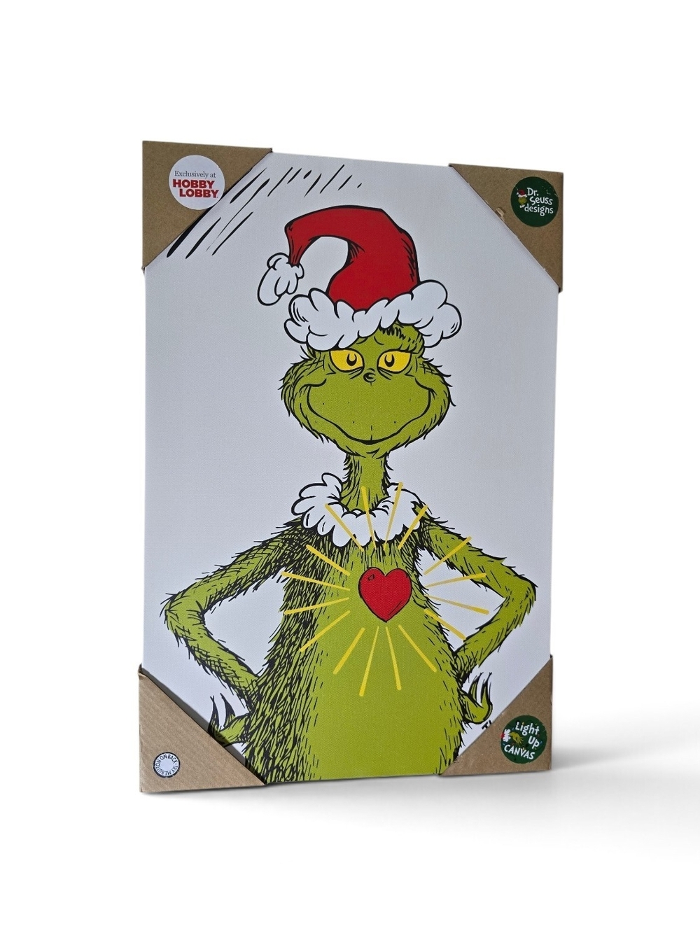The Grinch Dr. Seuss Light Up Canvas Wall Decor 12" x 18" Hobby Lobby Nwt